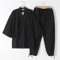 남성 잠옷 전통 일본 사무라이맨 하오리 팬츠 기모노 세트 유카타 진베이