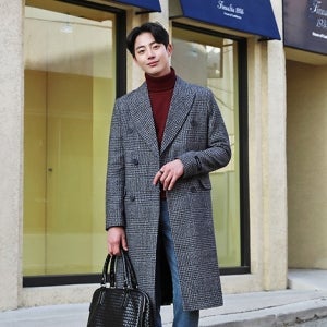 리브 글렌 체크 더블 코트