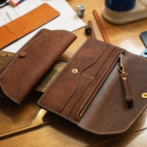 베지터블 슬림 가죽 장지갑(동전 지퍼/영수증 포켓), 메이커제이-MakerJ