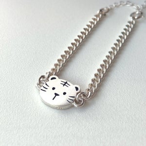 [각인 가능] 아기호랑이 실버 팔찌/발찌, 인디유