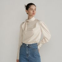 루시르주 Ribbon silky blouse cream 22FW030