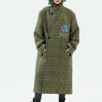 그리디어스 Plaid Embroidered Oversized Coat