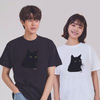 키밍 고양이 cat 오버반팔 남자흰색반팔티 블랙반팔티