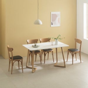 단델 4인용 화이트 대리석 식탁세트 1200/1400 (엠마체어)