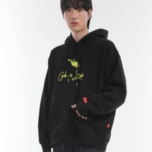 [코드아이엠] 고스트자수 헤비웨이트 오버핏후드 블랙 cdmi22fw04
