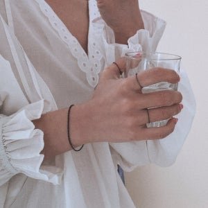 92.5실버 - 볼드 각줄 블랙 체인 발찌&팔찌, 0.7CENTIMETER