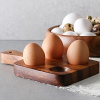 요리가 편해지는 손잡이 우드 계란 보관함 에그 트레이 달걀 홀더