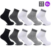 JP SOCKS 남성 이중쿠션 스포츠 양말 단목 10켤레