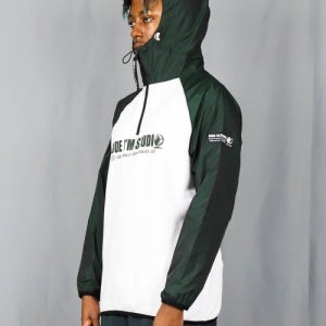 [코드아이엠] 로고프린트 메모리콤비 오버핏 반집업후드 아노락 그린 cdmi22all001