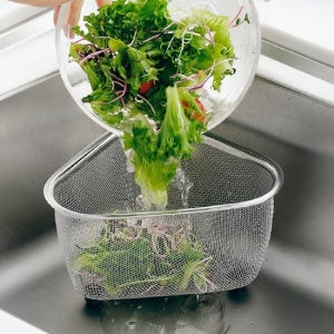 리본제이 바로 쏙 싱크대 코너 삼각 바스켓 S L /  스텐 음식물 쓰레기통 거름망 배수구망