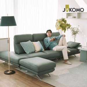 자코모 시그니처 스윙 4인 기능성 럭스 통가죽 천연면피 소가죽 소파+스툴+쿠션2개