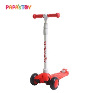 파파스토이 21세기 루디 킥보드 광폭휠LED 유아 어린이 킥보드 레드