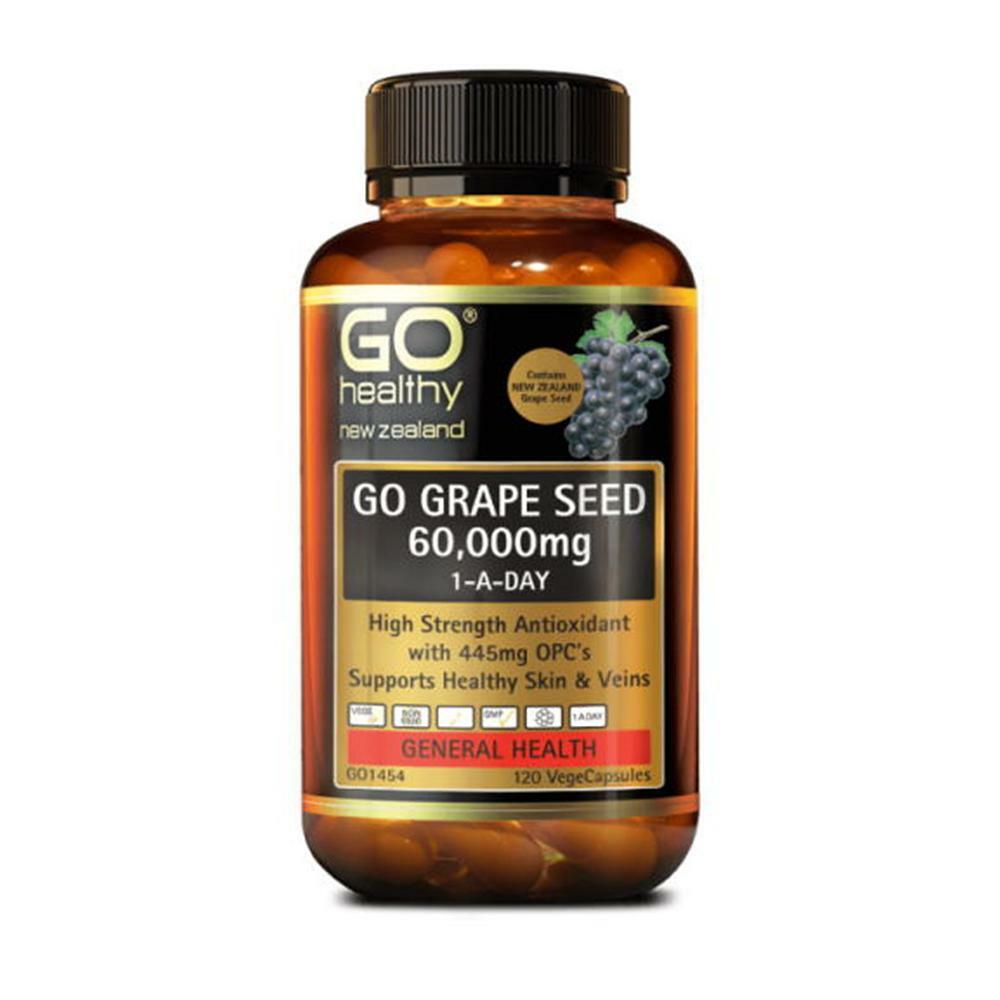 [해외직구] 고헬시 포도 시드 60000mg 1-A-Day 120베지캡슐 Go Healthy Grape Seed 60000 120caps