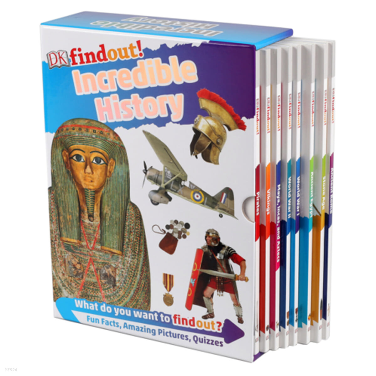 DK 인크레더블 히스토리 8권 세트 : DK findout! Incredible History 8 Books Box Set (로마시대/석기시대/이집트문명/세계1차&2차대전/마야문명/바이킹/해적)