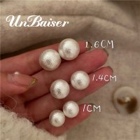 UNBAISER 고급스러운 코튼 진주 귀걸이 심플 프렌치 귀찌 10mm 14mm 16mm