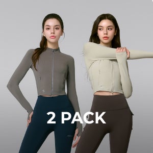 [2PACK] 슬림핏 크롭 집업자켓