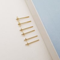 14K 골드 반홀 진주 침 펜싱 포스트 귀걸이  M-3.0mm 1쌍