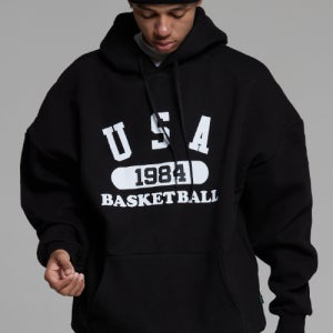 [크림소다랩] 유에스에이 바스켓볼 후드티 블랙 CDZK30F019