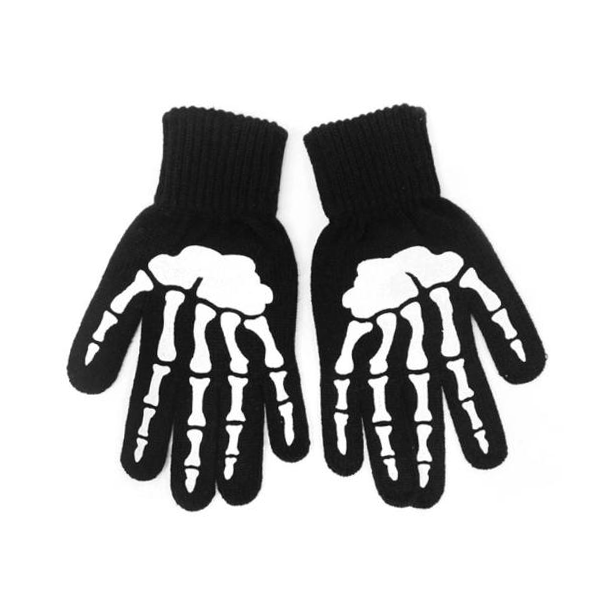 블랙 니트장갑 패션글러브 해골무늬장갑 할로윈