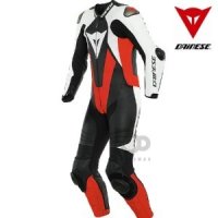 다이네즈슈트LAGUNA SECA 5 PERF.LEATHER SUIT- black/white/fluo red -