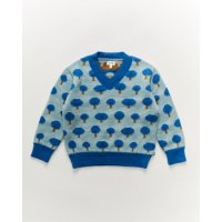 OEUF tree motif v neck sweater 빅 royal OU22FSW04