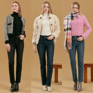 뱅뱅 22FW 여성 라이크라 이중직 기모 밴딩 데님 3종
