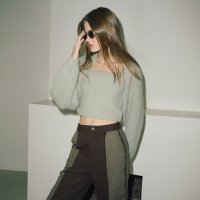 [에트몽] Bolero Set-Up Knit, Ash Khaki