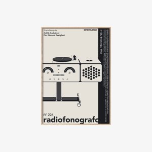 Radiofonografo rr 226 Poster White A1 - Wood Frame 라디오포노그라포 rr 226 포스터 화이트 A1 - 우드 프레임