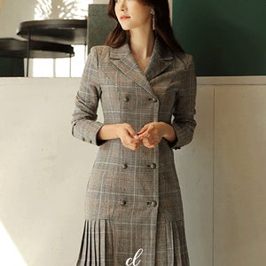 체크플리츠 원피스