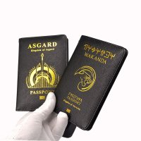 Wakanda 여행 Asgard Rfid 여권지갑 가죽 케이스 지갑 검정색 커버