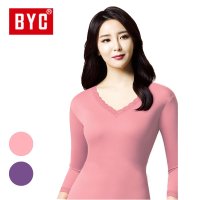 BYC 여성용 7부 60수 양면 상의 레이스 순면 내복 DCS5030