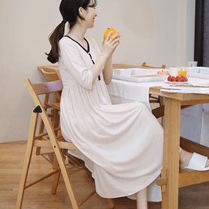 임부복*리아 배색 원피스(홈웨어/수유가능)