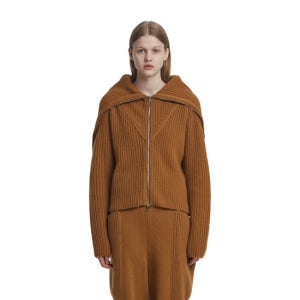 트렁크프로젝트 Cape Collar Zip-Up Cardigan_Tan