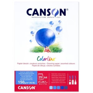 [특가상품] 캔손 컬러라인 컬러 드로잉용지 스케치북 (1면제본) 150g A4 (25매입) - 컬러테마팩 바다 - CA074-002