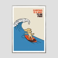 에이모노 레트로 컬러 서핑 일러스트포스터 - A3사이즈