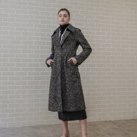 룬케이브 울 헤링본 싱글 브레스트 루즈핏 롱 코트 WOOL HERRING SLIM WAIST SINGLE BREAST LOOSE-FIT LONG COAT