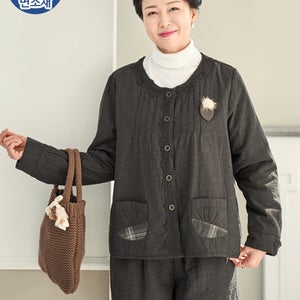 일레체크면블라우스