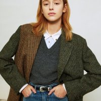 헤지스레이디스 국내정품 HAZZYS LADIES Harris Tweed 체크 울 긴팔자켓