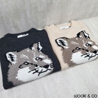 Maison Kitsune 메종키츠네 빅 폭스헤드 인타르시아 니트 여성 HW00519 KT1016