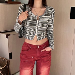 싸리 단가라 크롭 가디건