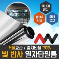 AAV 빛 반사필름 열차단율70 농도60 거울효과 열차단필름 단열 썬팅필름