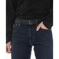 Calvin Klein Jeans ACC 블랙브라운 양면 CK 모노그램 로고 양면 벨트 HC0604 001