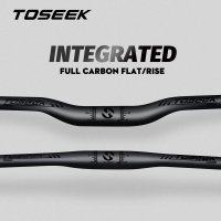 TOSEEK 탄소 섬유 자전거 MTB 핸들바 산악 라이저 플랫 스템 31 무광 광택 로고