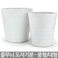 줄무늬 백자 화분 중형 대형 - 도자기화분 백자화분