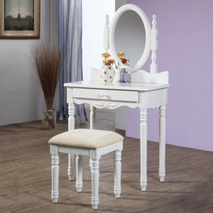 아이디얼리빙 루시아 원목 화장대 세트화장대+거울+의자