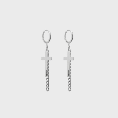 논논 CROSS CHAIN EAR 드롭 귀걸이