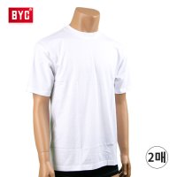 BYC 남성 백색반팔라운드티 2매