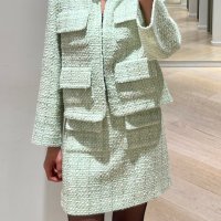 마쥬 아우터 MAJE VESTE EN TWEED AVEC BRILLANCE VERT CLAIR MFPVE00311