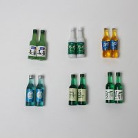 주류 미니어처 2p 6종 - 참이슬 소주, 진로, 처음처럼, 장수막걸리, 카스 맥주