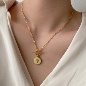 bni 써지컬스틸 토글바 엘리 코인 목걸이, 미흐